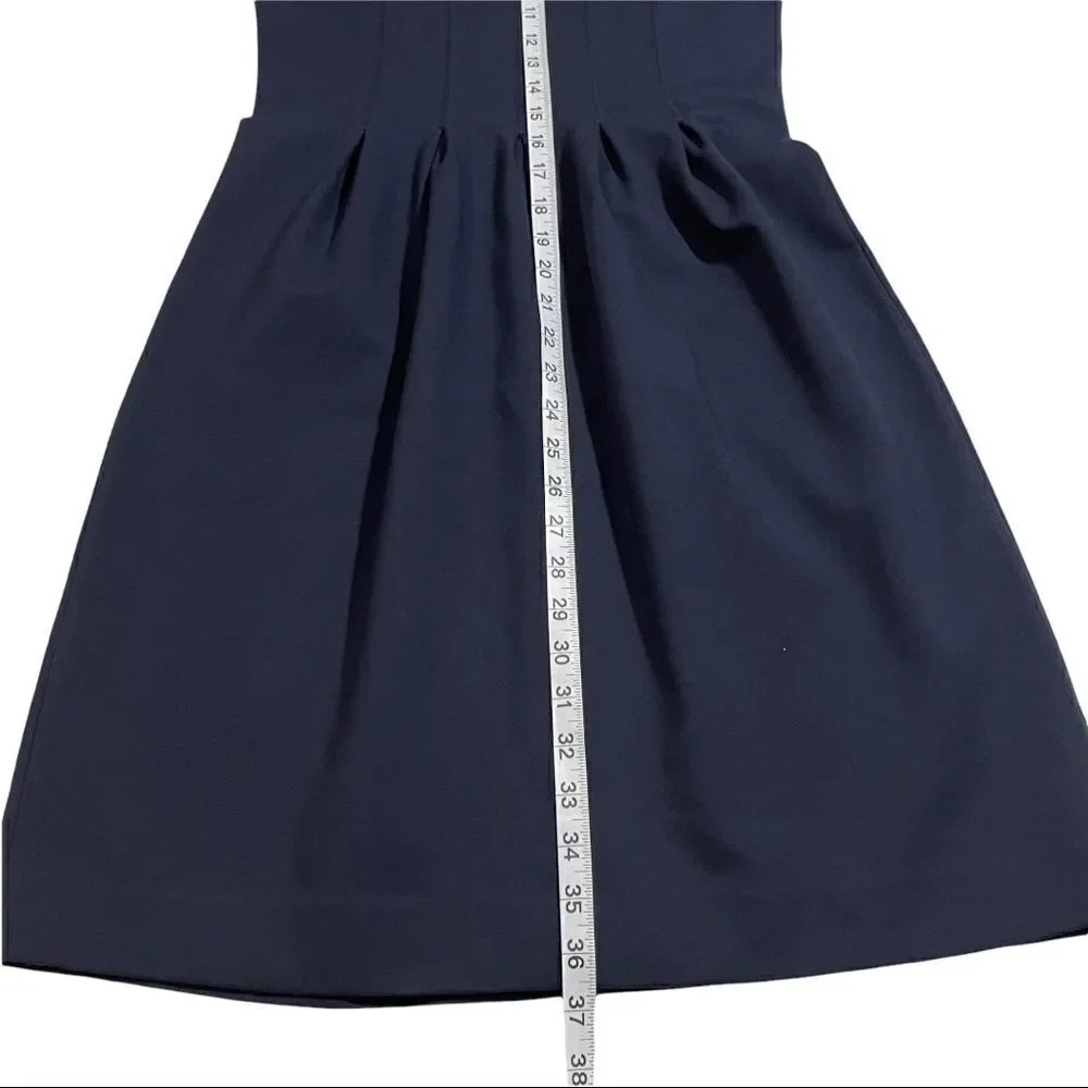 J. Crew Navy Scuba Reverse Pleats Fit & Flare Dress Sz 4